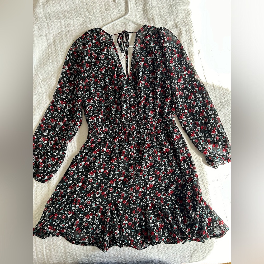 Black Dress with Florals Size Small